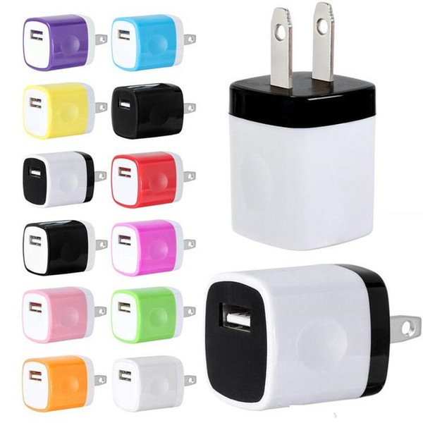 Wall charger Travel Adapter For iPhone 6S 7 8 5V/1A Colorful Home Plug USB Charger For Samsung S6 USA Version DHL