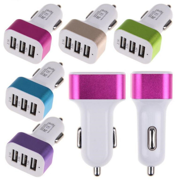 Car Charger 3-port Rapid USB Car battery Chargers Cigarette Charger Adapter for iPhone 6/6+/6s/6s+/5/5s/5c, Ipad Air Mini