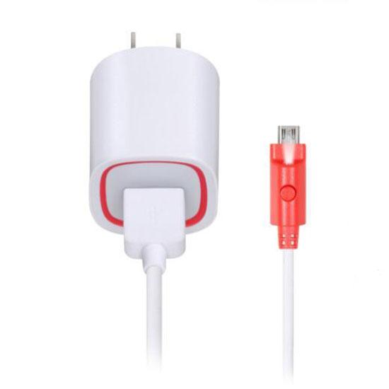 100PCS Quick Charging Home Charger Micro USB Cable Travel Charger Touch Activated LED Light Wall Charger For Smartphone White Free Shipping