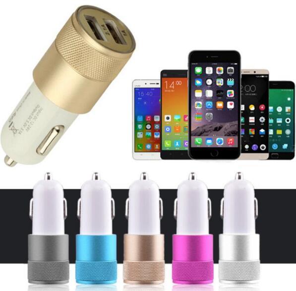 Universal Aluminium 2-port Dual USB Car Charger Mobile phones Charging Adapter