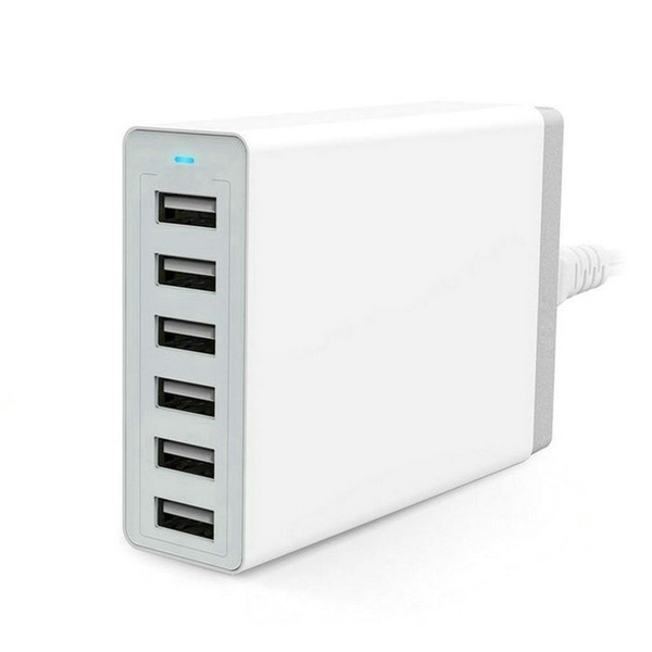 Top quality 10A 50W 6 USB Ports Hub Portable Intelligent Wall Charger 6-port high-power Smart Phone Charger EU UK US AU Plug Availabl