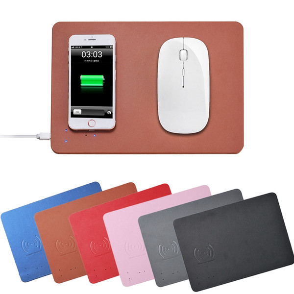 Qi Wireless Charger Mouse Pad Mat Multi-function PU Leather Mouse Mat for iPhone 8 Plus iPhone X