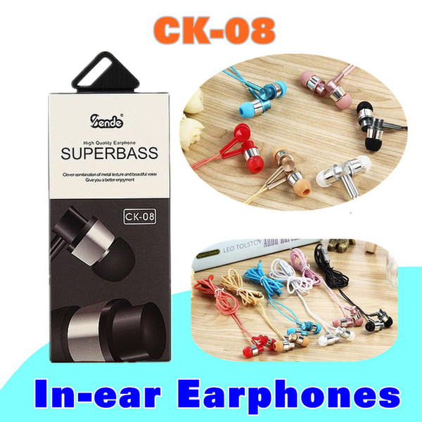 50 PCS headphones cable portabel ck08 headset with a microphone. High quality gift boxes, color packaging EJ -2