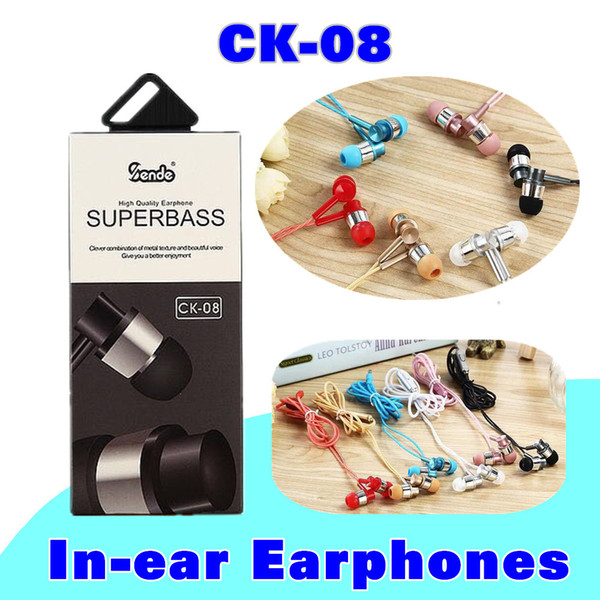 50 PCS headphones cable portabel ck08 headset with a microphone. High quality gift boxes, color packaging EJ - 1