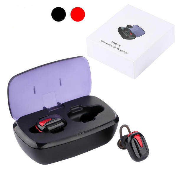 K8 Mini Twins True Bluetooth Headphone Stereo Headset Wireless Headphones In-Ear Earphones Earbuds With Charging Socket