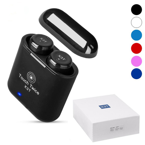 X3T Twins Bluetooth Headphones Wireless Earbuds CSR4.2 Earphones Stereo with Magnetic Charger Box Case for Iphone 8 X