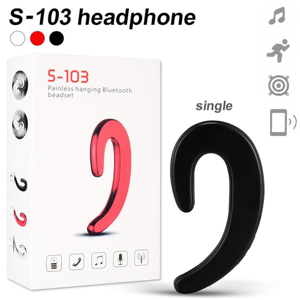 S103 Wireless Bluetooth Earphones BT4.2+EDR Business Stereo Wireless Headphones Earbuds Headset with Mic Voice Control with Retail Box