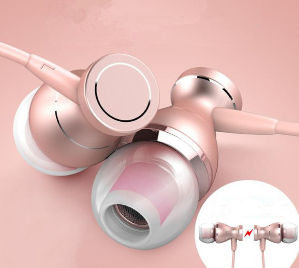 Magnet In Ear Headset Wire Control with Microphone Metal Universal Universal Headset