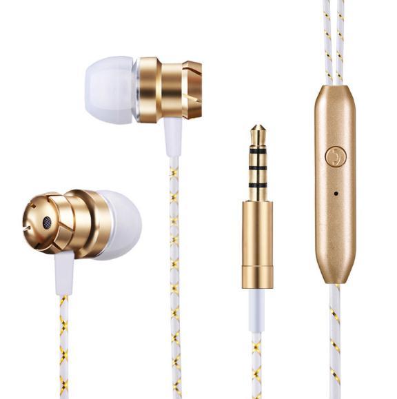 Crystal Line Turbine In Ear Metal Wired Headset with Microphone Wire Control Mobile Phone Headset