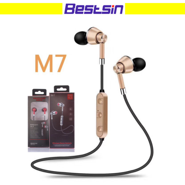 M7 Bluetooth Headphones Bluetooth V4.2 Wireless Earphone Noise Cancelling with Mic for Talking Iphone X S8 Free DHL Shipping