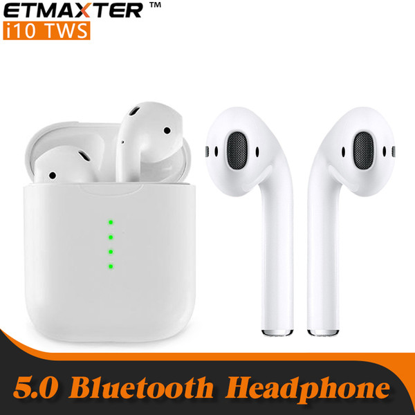 Good Quality i10 TWS Wireless Bluetooth Headphones V5.0 Earbuds Headsets for iPhone with Charger Box