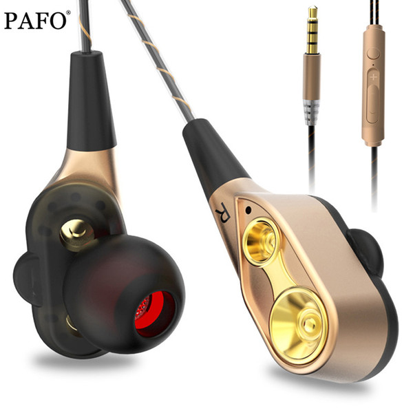 PAFO Double Unit Drive In Ear Earphone Bass Subwoofer Earphone for phone DJ mp3 Sport Earphones Headset Earbud auriculares