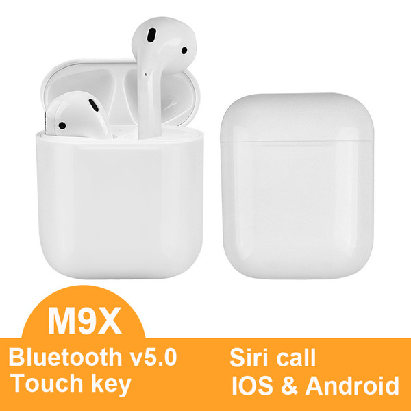 Headphones Double Ear M9X Twins Wireless Stereo Earphone Touch Key Auto Pairing Bluetooth Earbuds With Charging Box For Iphone X