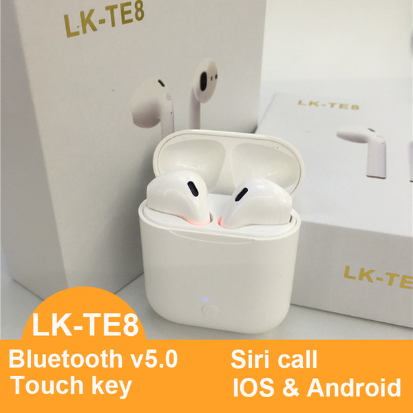 LK-TE8 Touch Control Earbuds Bluetooth V5.0 True Wireless Stereo Bluetooth Earphone Dual Ear Calling Headset With Wireless Charging