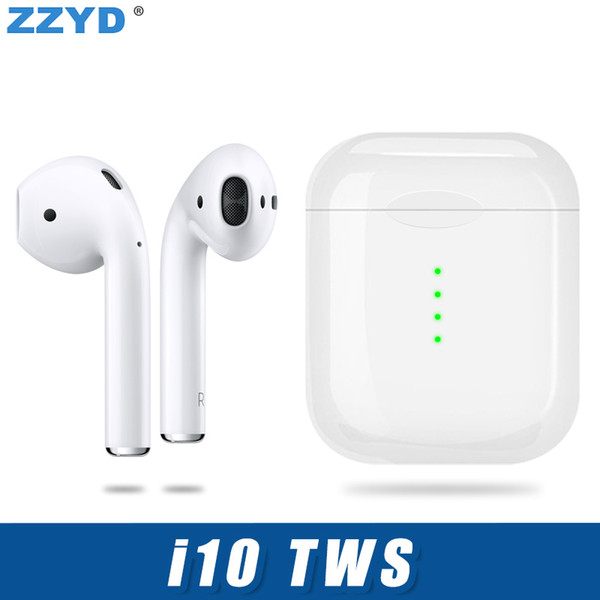 ZZYD Good Quality i10 TWS Wireless Bluetooth Headphones V5.0 Earbuds for iPhone fast shippment with Charger Box