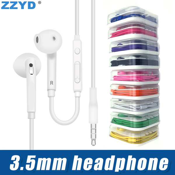 ZZYD 3.5mm In Ear Earphone Headphone with Mic and Remote Volume Control headset For Iphone 6 7 Samsung S6 With retail package