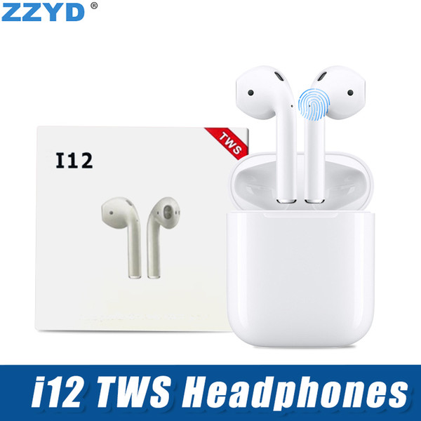 Good Quality i12 TWS Wireless Bluetooth Headphones V5.0 Earbuds for iPhone fast shippment with Charger Box