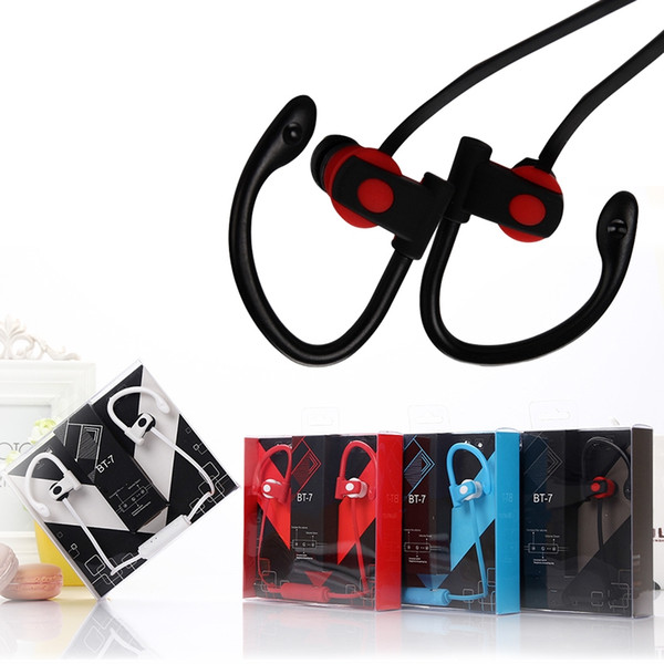 BT-7 Bluetooth Sports Earphone Earhook Earbuds Stereo Wireless Neckband Sports earphone Headset Headphone with Mic for Samsung s8