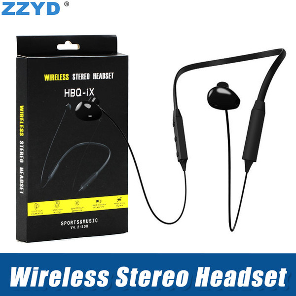 ZZYD HBQ iX Wireless Stereo Headset with Magnetic Design Bluetooth V4.2 EDR Portable Sports Headphone For iP7 8 X Samsung S8