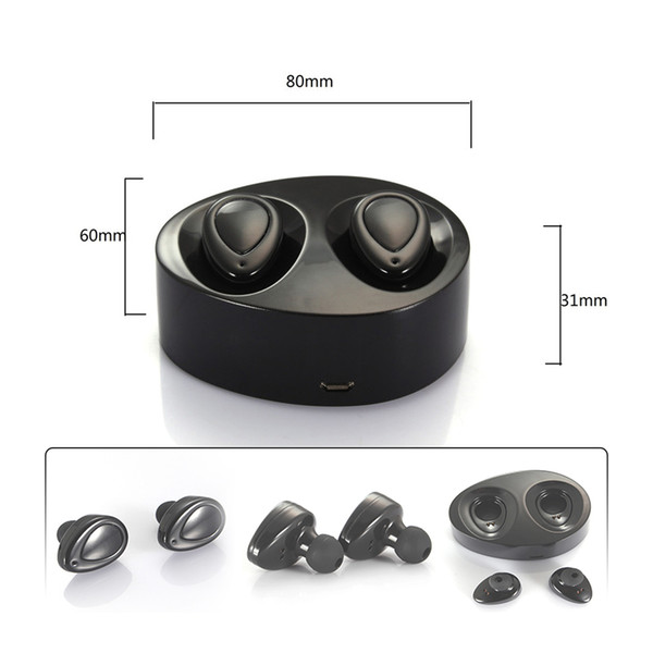 2017 TWS True Wireless Earbuds 4.1+EDR Bluetooth Earphone Stereo Two Earbuds For Music Player with Charging Socket play music