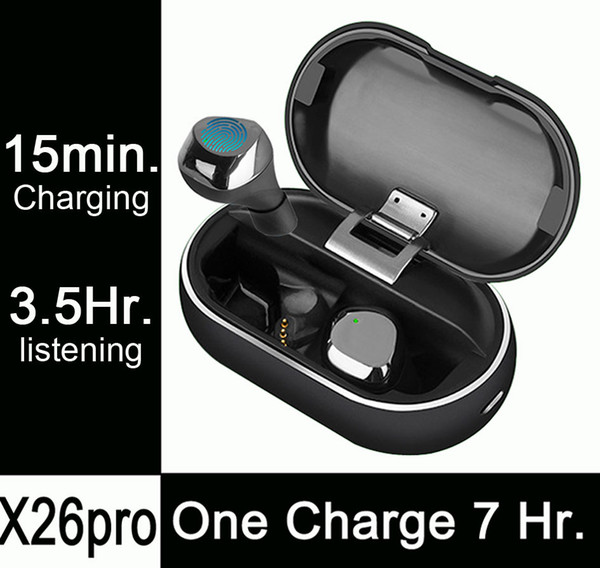 1pcs X26pro, 7 Hours listening on One Charge, Fast Charging, Mini Wireless Bluetooth Headphones Earphones Earbuds, PK i10 i12 i8 i9 i7 tws