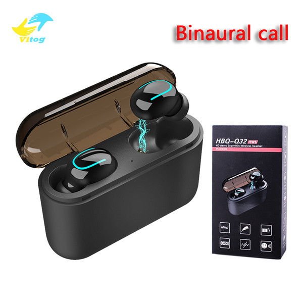 HBQ Q32 TWS Ture Wireless headphones Bluetooth 5.0 Headset With Mic Mini Earbud Cordless for iphone samsung earphones