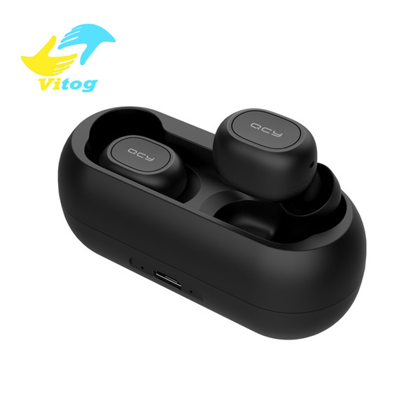 QCY T1C Mini Bluetooth Earphones with Mic Wireless Sports Headphones Noise Cancelling Headset and charging box