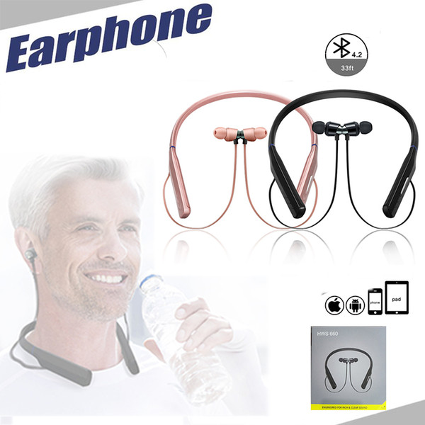 HWS 660 Wireless bluetooth headphones Sports Bluetooth Earphones Neckband Headphone CSR Chip Earbuds for Xiaomi Samsung S9 S9 plus iphone