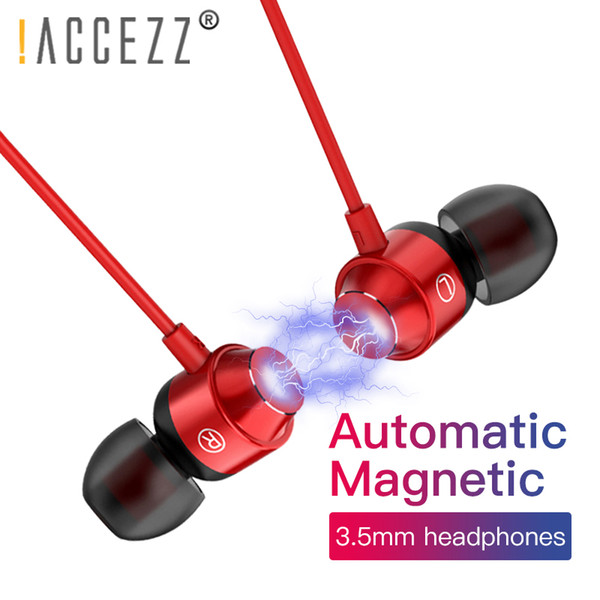 !ACCEZZ Magnetic Earphone With Microphone Super Bass HiFi 3.5mm In-Ear Earphones For Xiaomi Samsung iphone Wired Stereo Headset