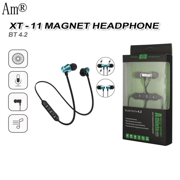 XT11 Bluetooth Headphones Magnetic Wireless Running Sport Earphones Headset BT 4.2 with Mic MP3 Earbud For iPhone LG Smartphones in Box