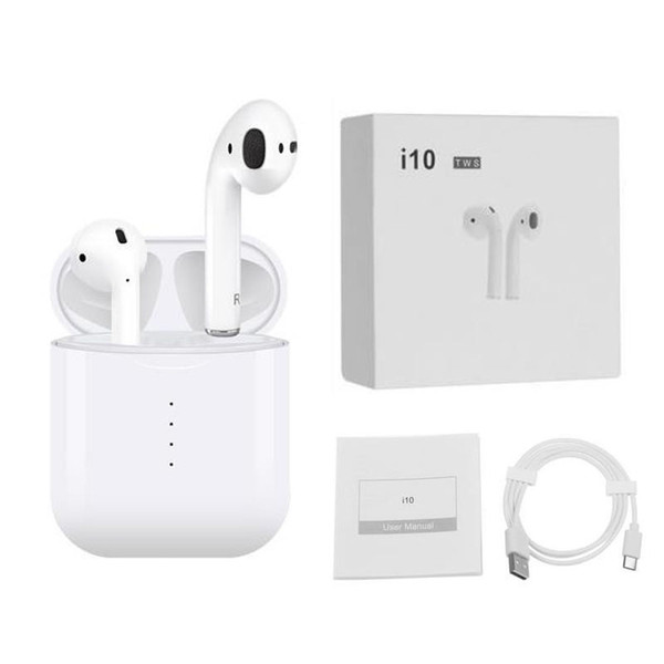 i10 tws wireless bluetooth 5.0 headphones ture stereo touch Earphones wireless headset earbuds support wireless charger for phones