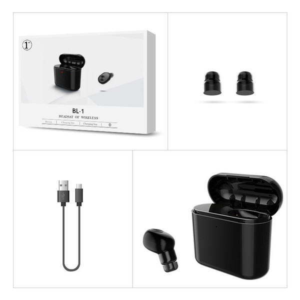 Wireless Bluetooth headphones earbuds Mini BL1 Stereo Small Single Earphone with 700mAh charging box Invisible Earpiece Headset Hot sale