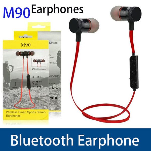 Sport Running Earphone Bluetooth Wireless Stereo In-ear Magnetic Earbud With Mic for iphone Samsung Xiaomi Huawei m9 m90 With Retail Package