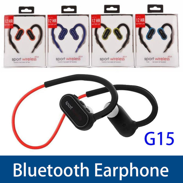 G15 earphones Newest G15 bluetooth headphones wireless Sports Running Headsets Ear Hook Earbuds With Mic for iphone samsung with retail box