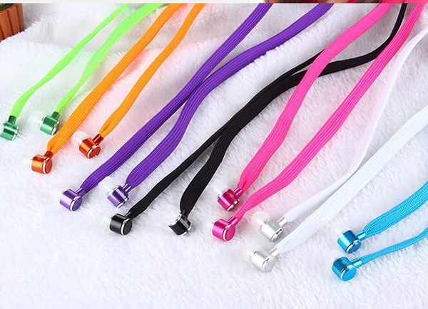 New Cool Design Cloth Earbud with Mic Shoelace Earphone In ear Headphones 3.5mm for MP3 mobile phone