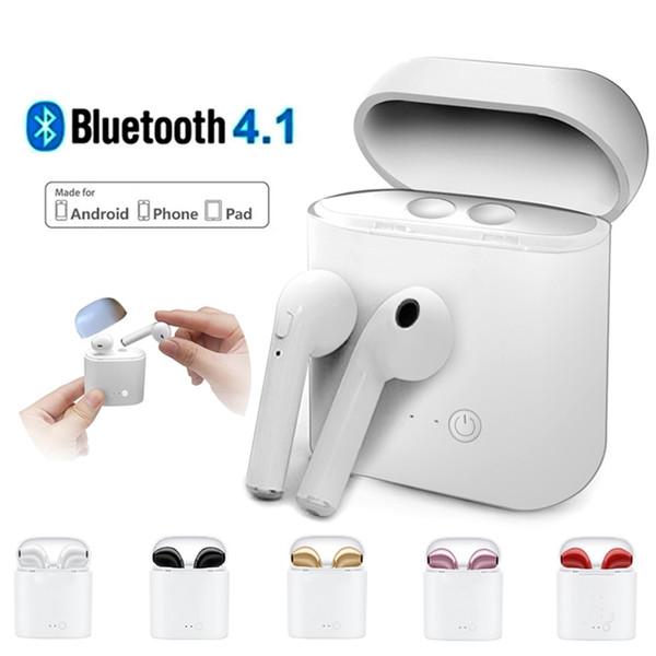 I7S TWS Twins Bluetooth Earbuds Mini Wireless Headphones Earphones Headset With Mic Stereo V4.1 single dual charging box With Retail Package