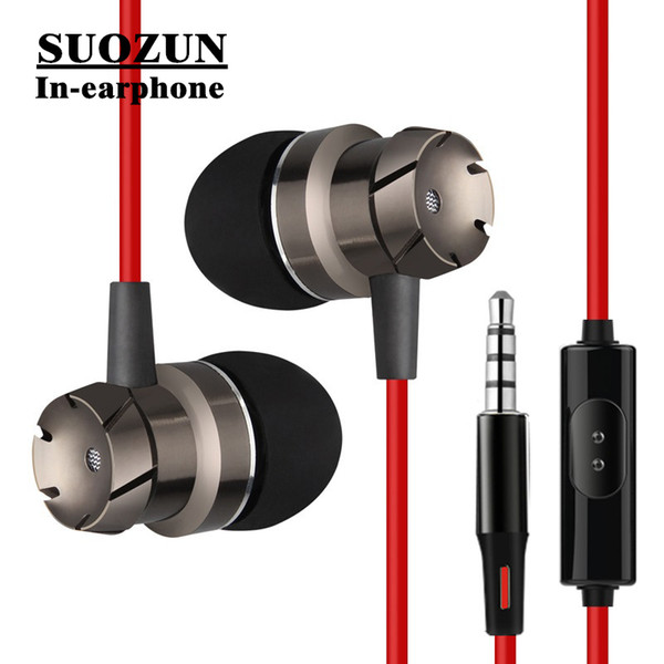 SUOZUN Metal In Ear Earphones Turbo Bass Wired in-ear 3.5mm Wired Headset Earphone with Microphone Universal for Computer Mobile