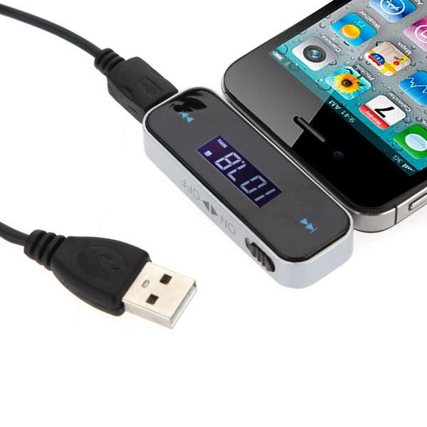 In-Car Handsfree Wireless 3.5mm Car Kit Music Radio MP3 FM Transmitter For iPod iPad iPhone 4 4S 5 3g Galaxy S2 S3 HTC 100pcs free ship
