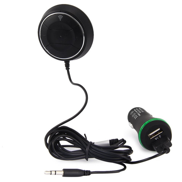 Wireless Car Kit Bluetooth V4.0 NFC AUX Music Audio Receiver Adapter Hands-free 3.5mm Built-in Microphone with Dual USB Charger