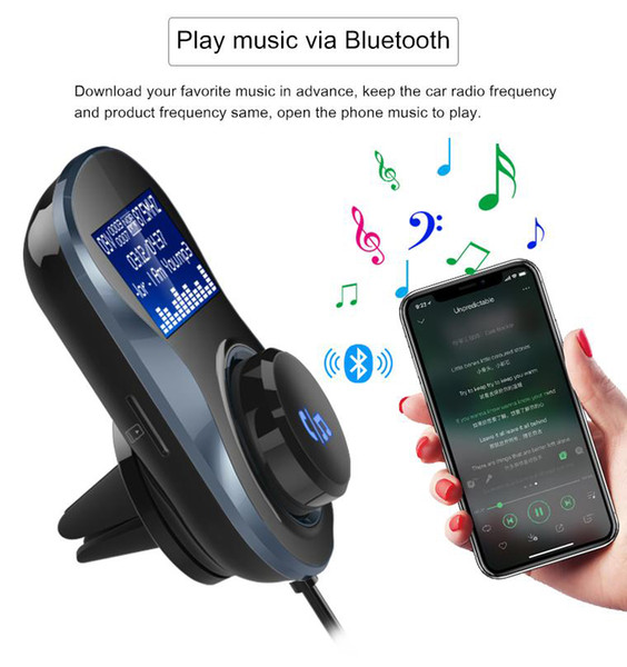 Add Bluetooth Converter Connector MP3 Player Bluetooth Car Kit FM Transmitter Handsfree Car Kit Dual USB charger TF for Portable Phone Use