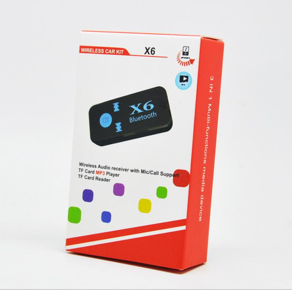 New X6 Bluetooth Music Receiver Adapter 3.5mm Support TF Card For Playing Reader Wireless Bluetooth Receiver Car Audio