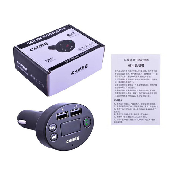 CAR B6 Wireless FM Transmitter Modulator Bluetooth Car Kit Charger AUX Hands Free Music Mini MP3 Player Car Support TF Card With Retail Box