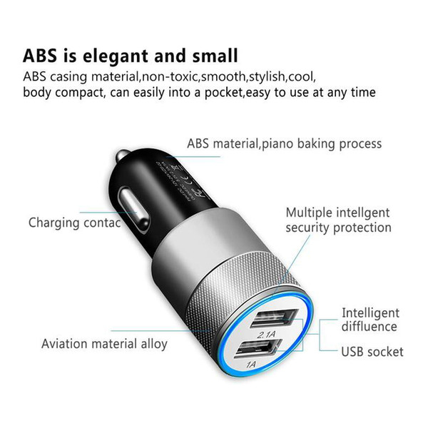 Car Charger 3.1A Dual USB Port Car Chargers Portable Travel Charger Rapid Auto Adapter for iPhone plus iPad for Samsung