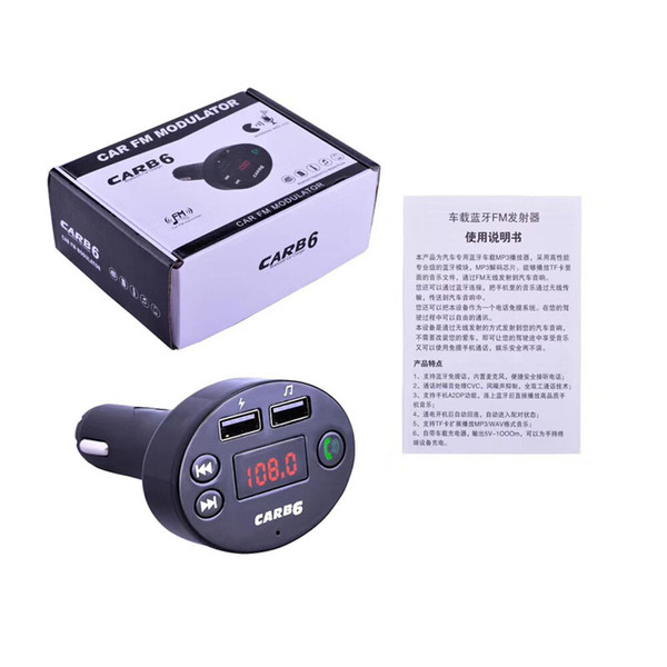 CAR B6 Wireless FM Transmitter Modulator Bluetooth Car Kit Charger AUX Hands Free Music Mini MP3 Player Car Support TF Card With Retail Box