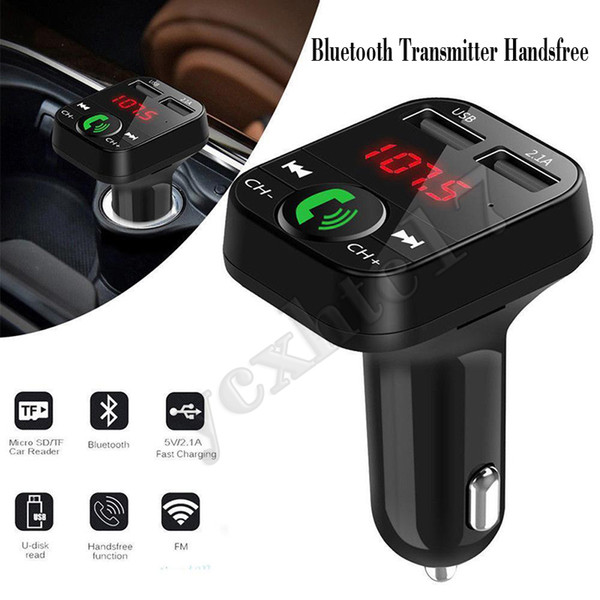 USB Car Kit Bluetooth Transmitter Handsfree Auto Bluetooth Music Adapter B2 Call FM Transmitter Radio MP3 Player Support TF Card U-disk