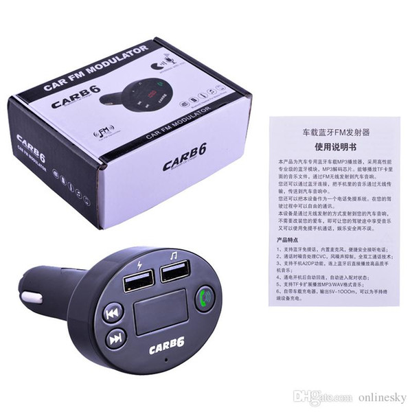 CAR B6 Wireless FM Transmitter Modulator Bluetooth Car Kit Charger AUX Hands Free Music Mini MP3 Player Car