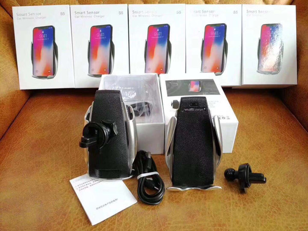 Smart Sensor Magic clip S5 Car Wireless charger Stander infrared Automatic induction shrinking car Charging Holder