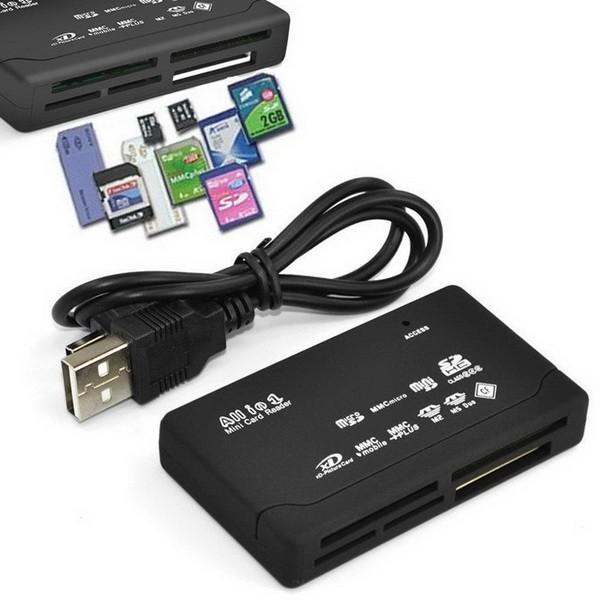 by dhl 200pcs Black All in One Memory Card Reader USB External Card reader SD SDHC Mini Micro M2 MMC XD CF Adapter