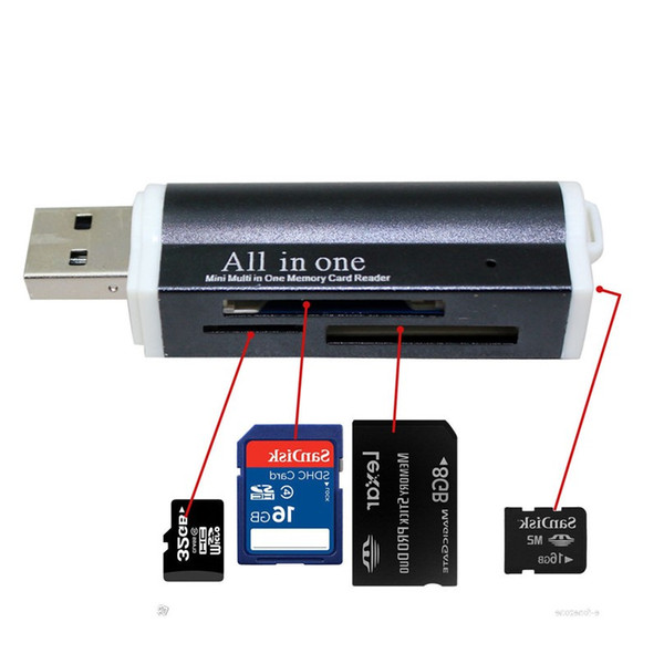 100pcs 4 in 1 Type C Meomery Micro USB SD OTG USB 2.0 TF Card Adapter Type-C Flash Drive Adapter For PC macbook