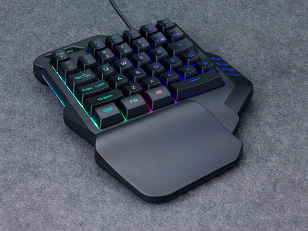 Game Accessories LED backlit USB ergonomic left hand-right hand 36-button one-handed wired game keyboard for sale
